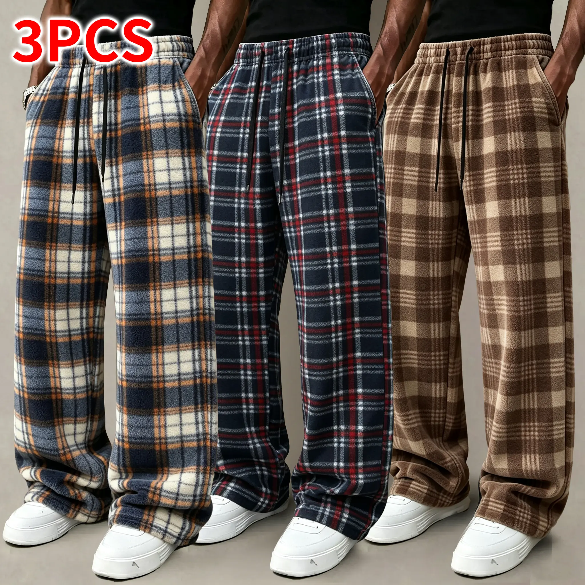 Light blue and white check + red and white + coffee