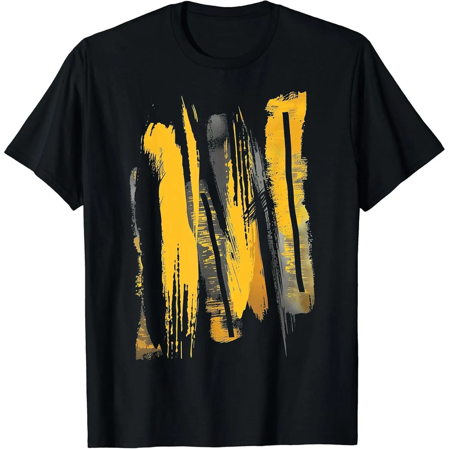 Men's Graphic T-Shirt with Brushstroke Print, Heavyweight 220gsm Cotton Short Sleeve Crew Neck Casual Top, Tops