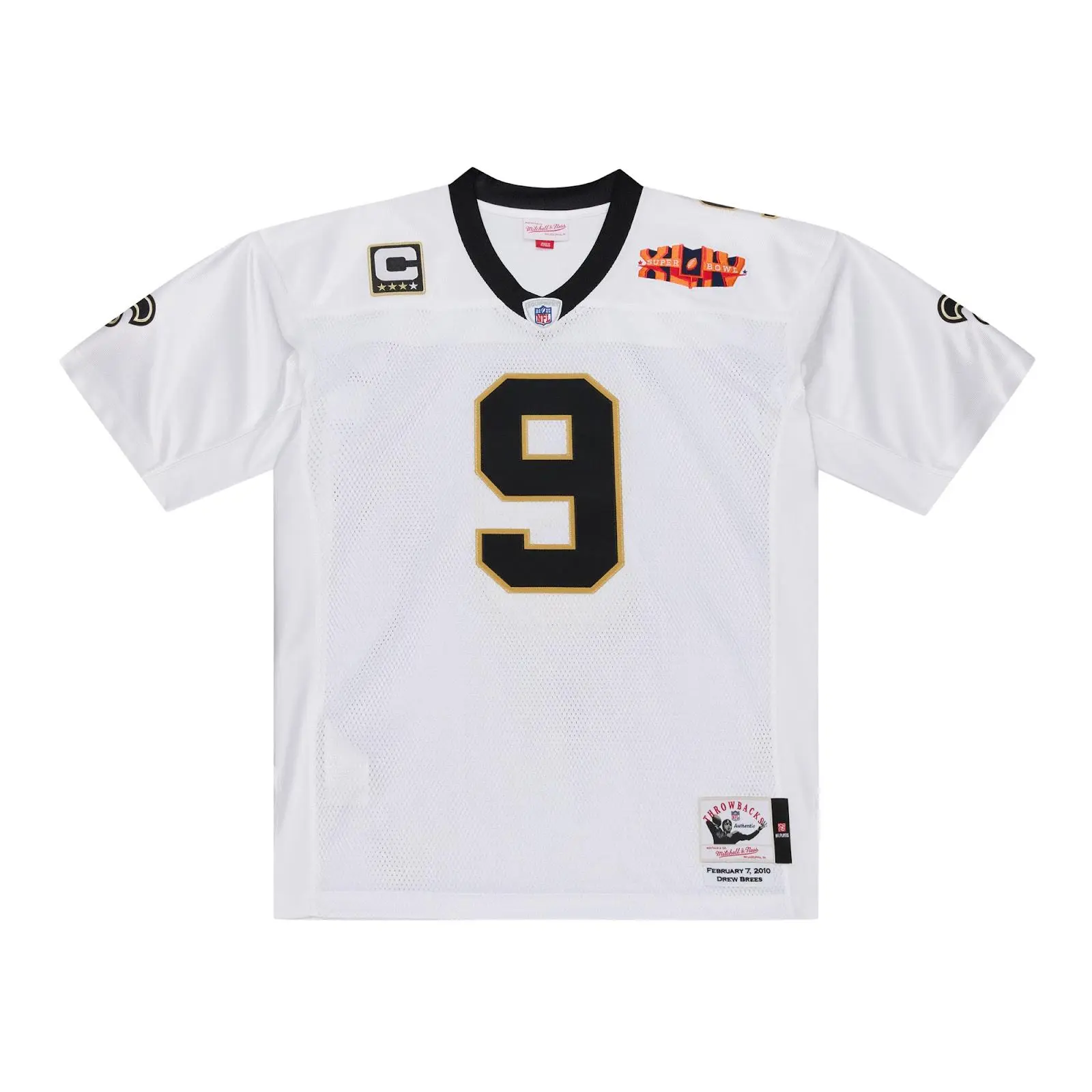 Drew Brees New Orleans Saints Super Bowl XLIV White Authentic Jersey NFL Throwback Mitchell & Ness