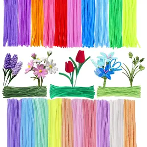 1000 count of 23 Flower Colors Pipe Cleaners Craft, of Which 300 count of 3 Leafy Greens, 300 count of 10 Bright Flower Colors, 400 count of 10 Macaroon Flower Colors.