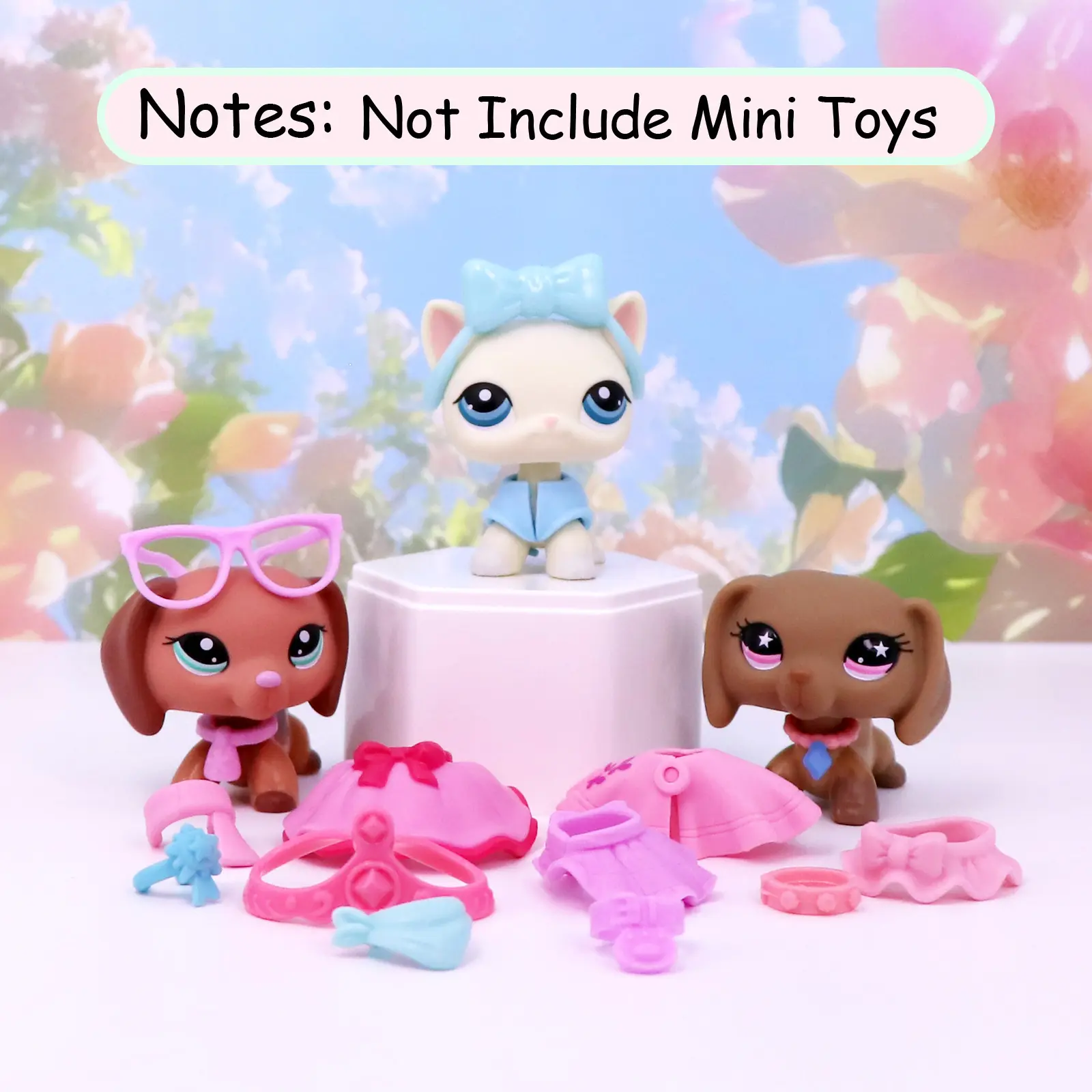 15 Pcs Cute Mini Pet Doll Accessories Set, Plastic Dress Up Outfit Jewelry Glasses Headband Necklaces Bracelets, Small Doll Costume Decorations Pretend Play Toys for Kids Birthday Party Gift