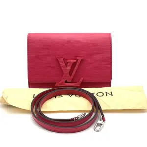Pre-owned Louis Vuitton Epi Leather CrossBody Bag Chain Louise Clutch Fuchsia MM W/Dust bag #4233