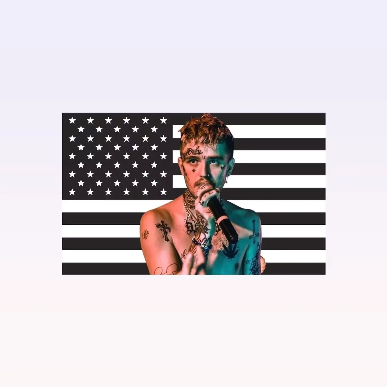 Lil Peep Black American Flag Tapestry – Emo Rap Wall Art | Aesthetic Black Flag | Alternative Music Decor | Artist Room Gift
