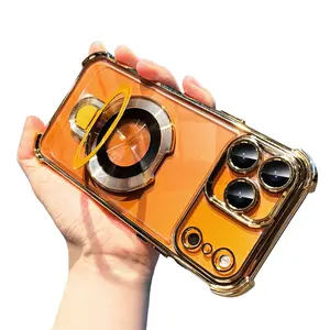 For iPhone 17 16 15 Pro Max 14 13 Shockproof Magnetic Magsafe Ring KickStand Case Glass Camera Lens Protect Cover