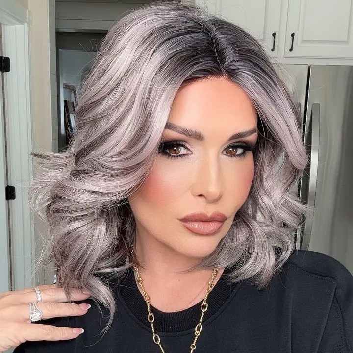 IMstyle Shayla Short Bob Hairstyle T Part Ombre Light Lavender Purple Natural Wavy Glueless Low Density Lace Front Wig