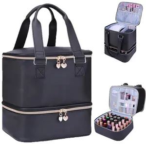 Portable Nail Lamp Storage Bag, Essential Oil Polish Organizer, Dual-Layer 30-Grid Travel Case, Perfect Gift for Girlfriend, Makeup Storage Bag, Travel Cosmetic Bags