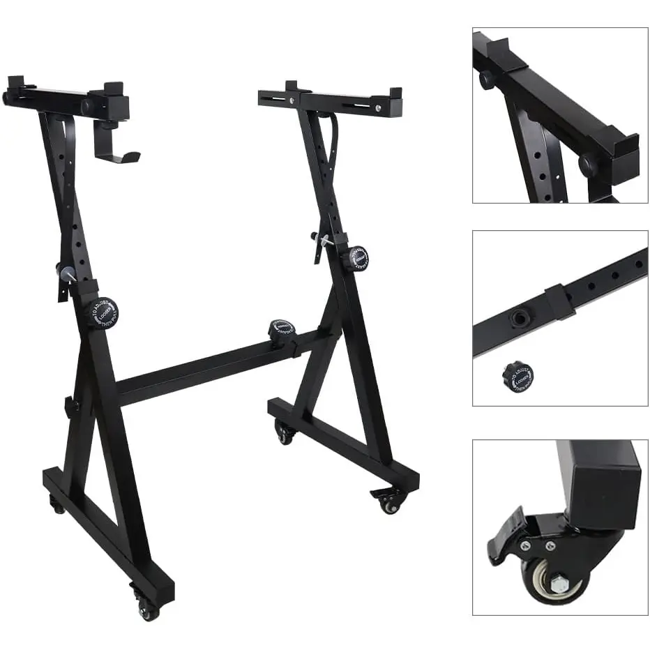 Keyboard Stand Piano Stand, Z Style Adjustable Keyboard Stand Keyboard Holder 250 Pounds Load Capacity Piano Keyboard Stand for 54 61 88 Keys Keyboards Z-Shaped Black with Footrest Adjustable from 62 - 92 cm