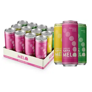 Melo 12pk Sparkling Kava Drink, Variety Pack, Sugar Free Non Alcoholic Drinks with Zero Calories, Gluten Free, Vegan, 100% Natural Mocktail with 750mg Kava Root per Drink, 12 Pack, 12 oz Cans
