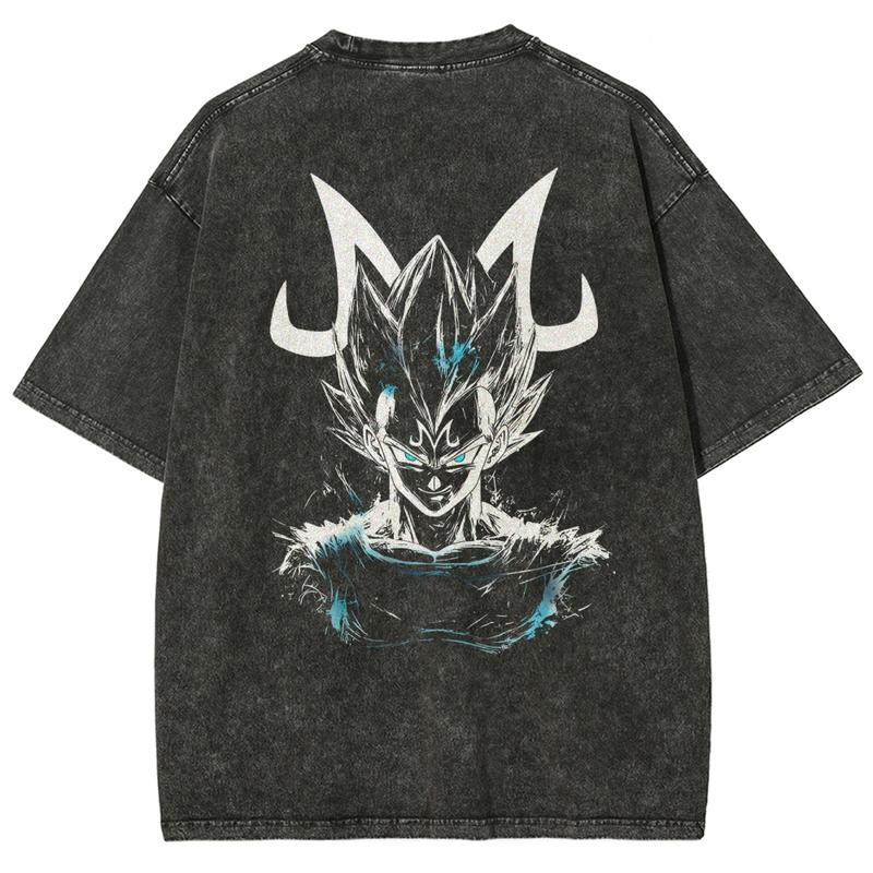 Dragon Ball DBZ Vegeta Anime Washed Graphic Tees Funny Japanese Cartoon Distressed Shirt 90s Vintage Streetwear Unisex Summer Gift