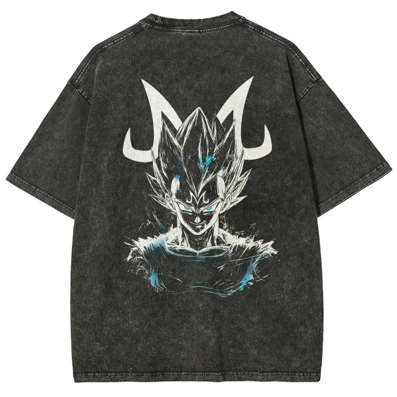 Dragon Ball DBZ Vegeta Anime Washed Graphic Tees Funny Japanese Cartoon Distressed Shirt 90s Vintage Streetwear Unisex Summer Gift