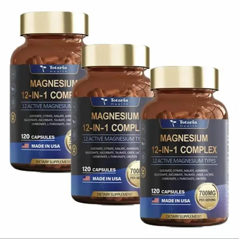 （Pack of 3）12-in-1 Magnesium Complex 700mg - Supplement  with Glycinate Citrate Malate Oxide Taurate Aspartate Orotate, Vegan Capsules for Muscle, Heart, and Relaxation Support  magnesium