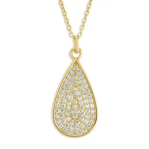 Pave CZ Tear Drop Pendant Necklace