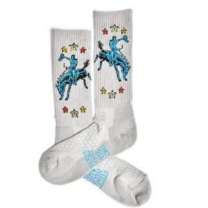 Lucky Chuck Fringe Long Live Grey Western Performance Socks