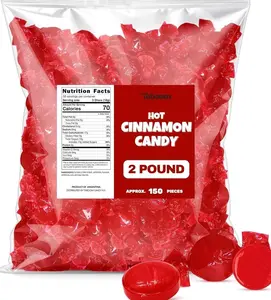Cinnamon Hard Candy Discs 2 lbs Bulk Pack Christmas Candies - Approx. 150 Individually Wrapped Spicy Cinnamon Flavored Hard Candies for Parties, Offices & Treats