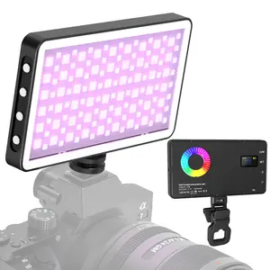 Portable RGB Light with Hot Shoe & Phone Clip, Rechargeable LED Fill Light, CRI 95+ , 2500-8500K, 360° Full-Color Temperature, Suitable for Selfies, Photography, Live Streaming, for Phone /Camera, with 1/4 Thread Hole