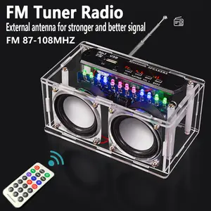 Soldering kit， radio kit， diy bluetooth speaker kit， DIY Bluetooth-Compatible Speaker Kit,Recording Function FM Radio Soldering Practice Kit with LED Spectrum,TF/AUX/Bluetooth/USB Support,Remote Control Soldering Project for Indoor/Outdoor Use