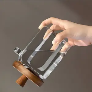 1 Pcs Premium Glass Coffee Jars with Wooden lid and Wooden Spoons – 18.5 oz Multiuse Storage for Candy Canister, Tea , Spices, Salt & Pepper Jars Kitchen Bottles Organiser