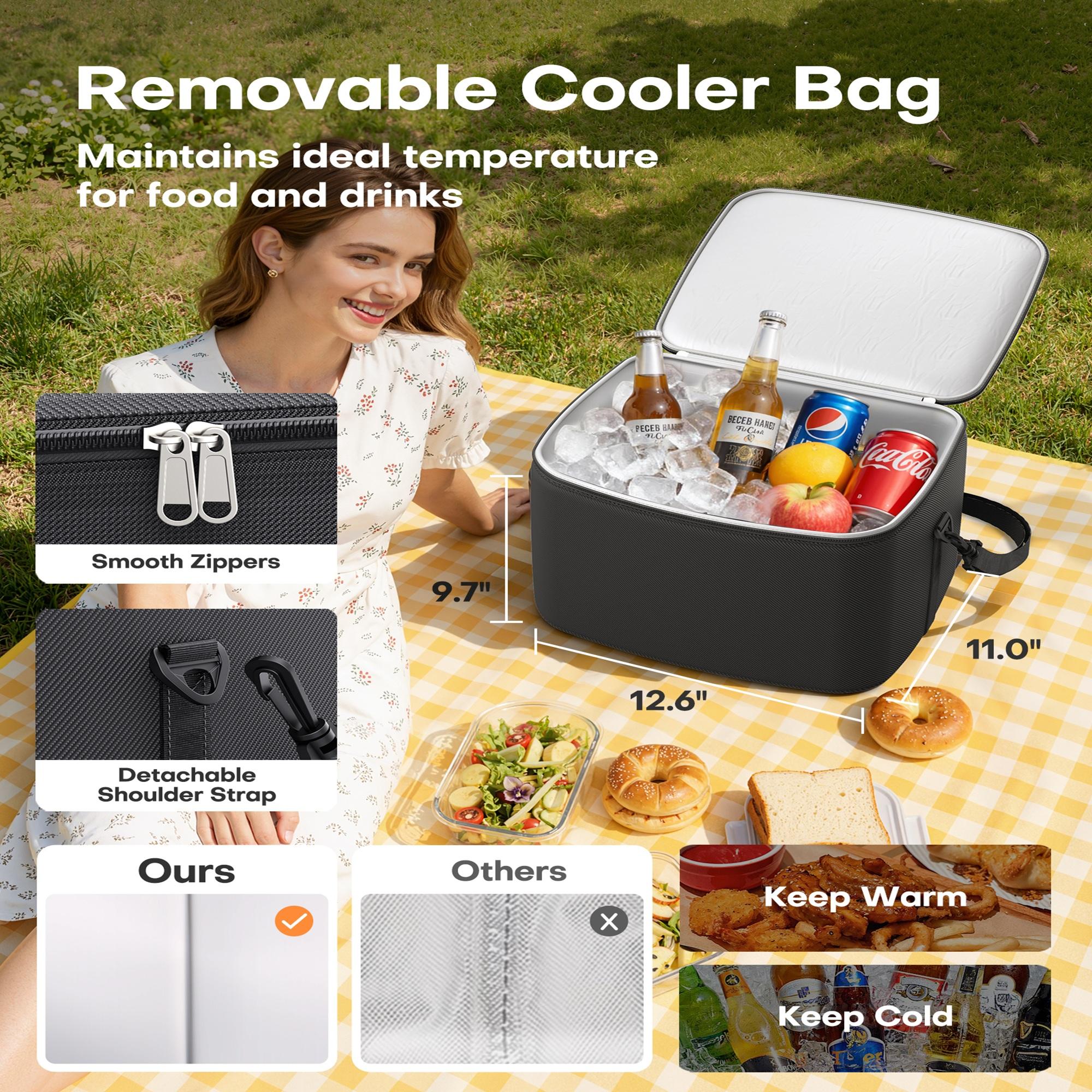 3 Compartment Car Trunk Storage Organizer Medium, Black Foldable Trunk Organizer with Lid and Removable Cooler Bag, Portable Storage Box for Groceries, Sports Gear and Tools, Durable Car Organizer for SUV, Truck and Daily Travel Use