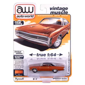 Auto World 1970 Plymouth Sport Fury GT, Burnt Orange Poly, 1:64 Scale, Diecast Model Car