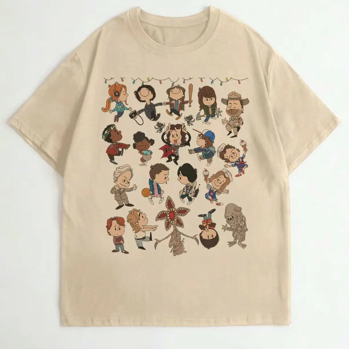 Cute Retro ST Adventure Chibi Friends Tee, 80s Cartoon Style Character Shirt, Fun Vintage Aesthetic Graphic Unisex T-Shirt Gift