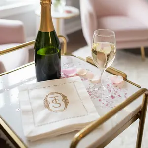 TS Monogram Cocktail Napkins (Set of 4)