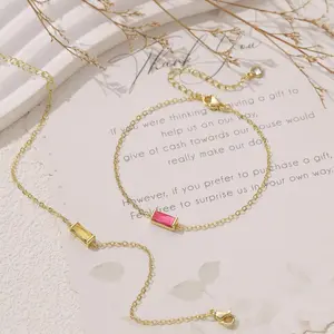 Gold Bracelets for Women Non Tarnish Trendy Dainty 14K Gold Plated Stackable Blue Green May Emerald Jewelry Gifts for Mom Best Friend