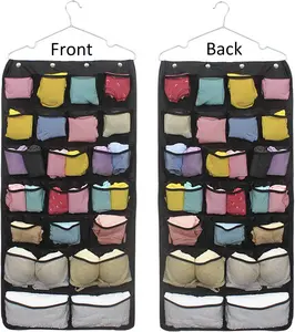 Oxford Hanging Closet Organizer for Underwear, Stocking, Bra and Sock, Dual-Sided Space Saving Storage Holder with 42 Pockets  Cloth Hangable
