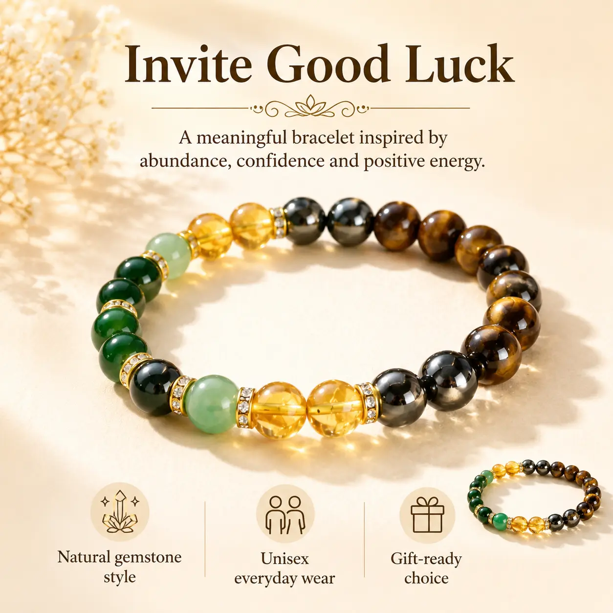 Natural Crystal Beaded Bracelet - Women's Men's Tiger's Eye, Black Tourmaline, Onyx Bracelet for Money Attraction, Fashion Costume Jewelry Gift,back to school,back to school haul