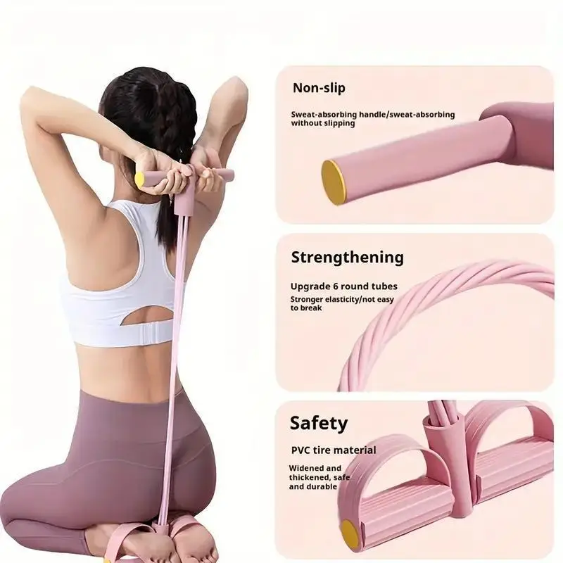 Multi-Functional Fitness Resistance Band Set - 4 tubes of elastic yoga pedal pull bands and fitness bands with handles for total body training, abdomi