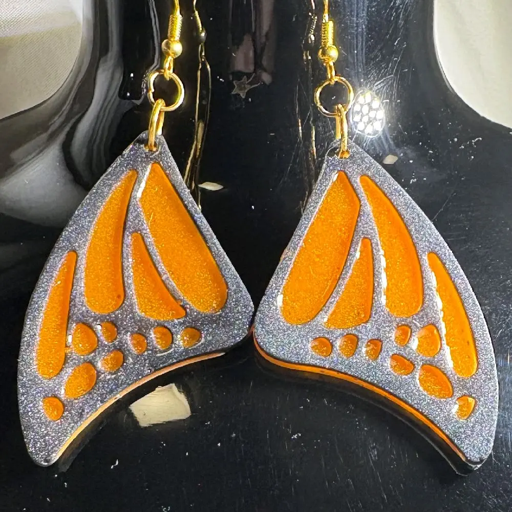 Monarch Butterfly Wings Dangle Earrings