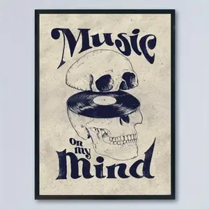 1pc Vintage Skull Music Canvas Art Print - Wall Poster for Home & Dorm Décor, Universal Hanging Artwork for Halloween, Perfect Gift for Music Lovers, No Electricity Needed
