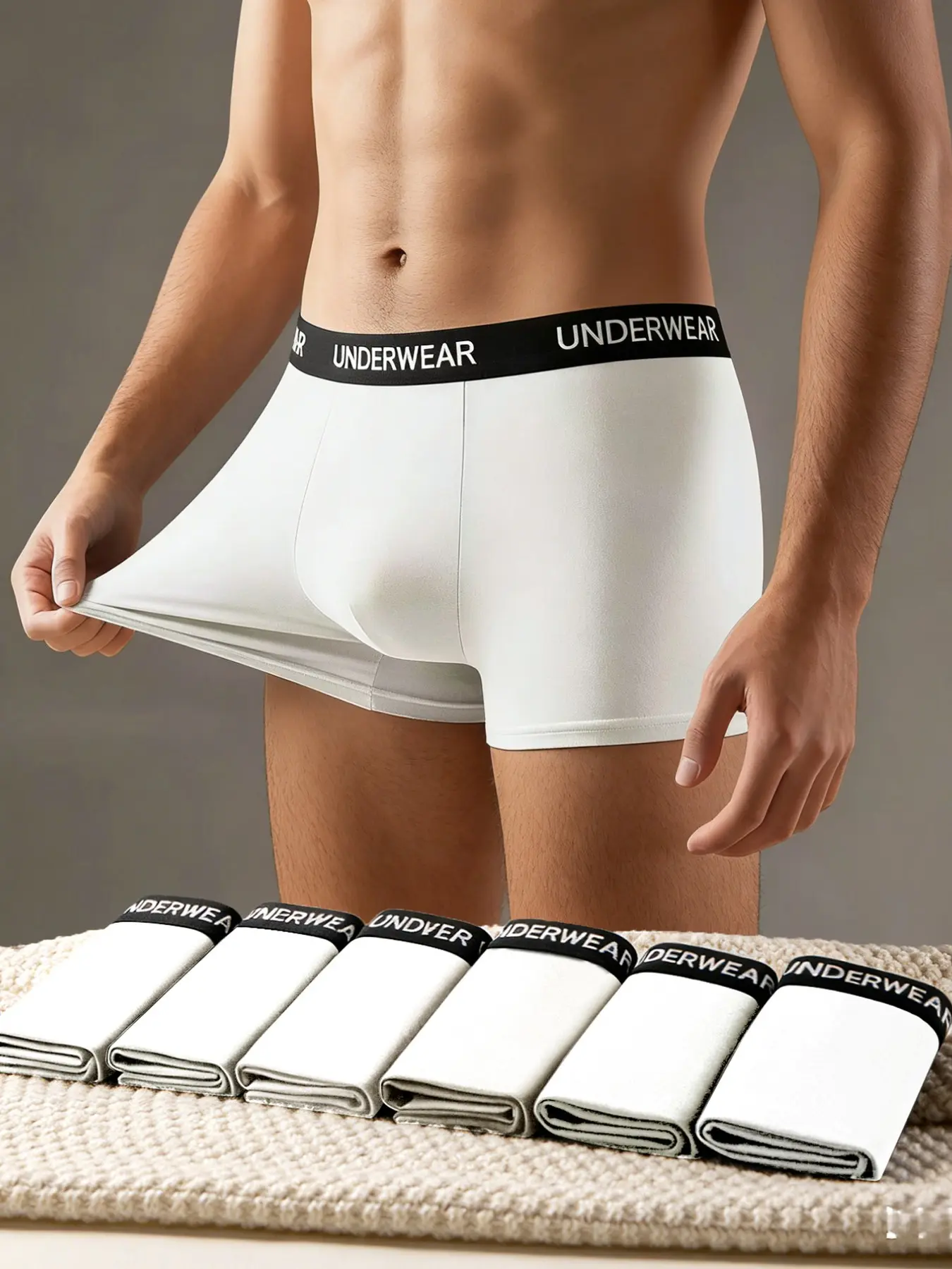 7 pcs Men's Solid color underwear, Undergarments, Boxer Briefs Set, Soft, loose, suitable for Four Seasons and daily wear, comfortable