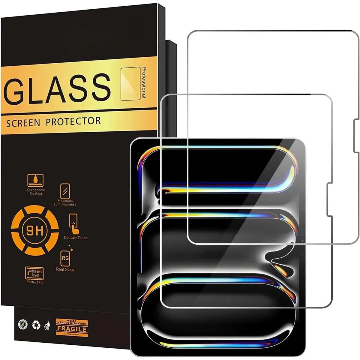 2 Pack Screen Protector for iPad Pro 13 Inch 2024 7th Generation, iPad Air 13 Inch 6 Generation [2024 6th Gen] Tempered Glass [Face ID & Apple Pencil Compatible] Case Friendly [2 Pack]