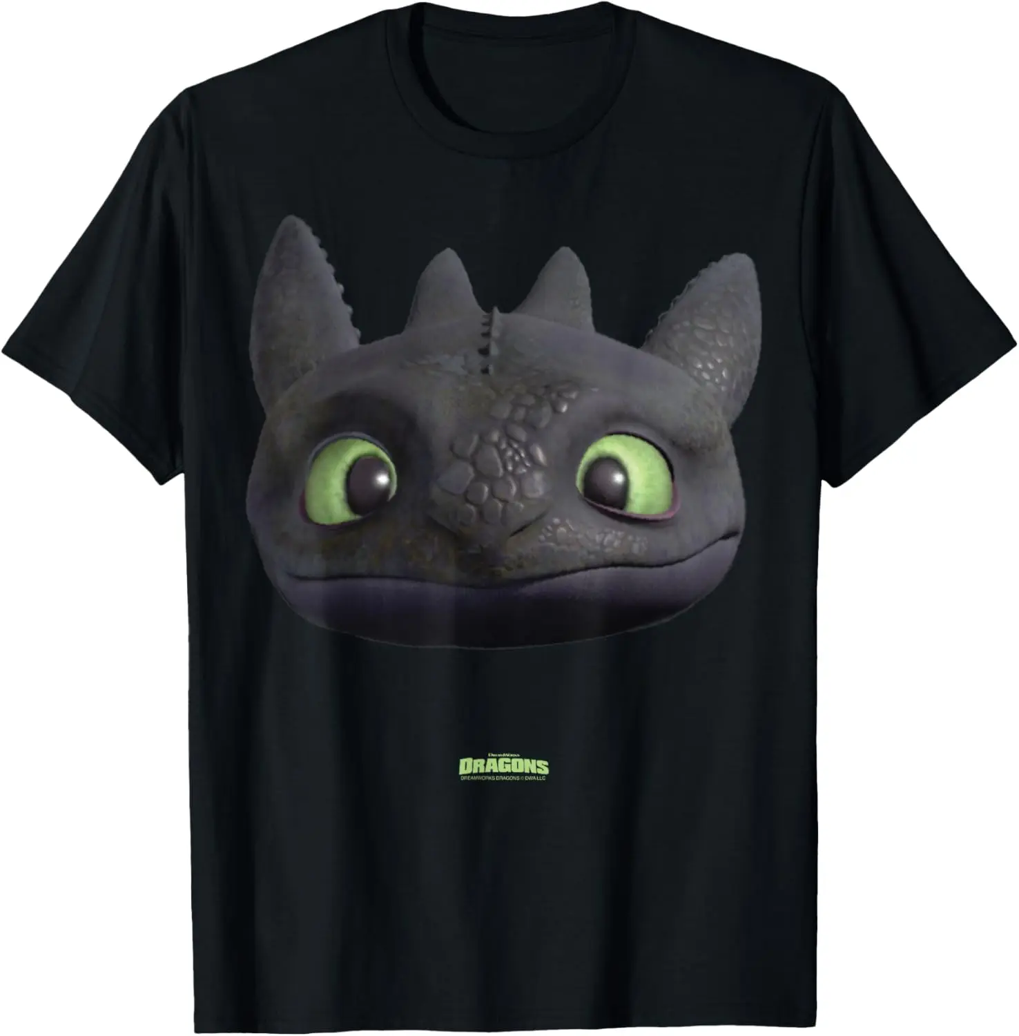 Men's DreamWorks Dragons Toothless Night Fury 3D Big Face Round Neck Shortsleeve Cotton Tshirt - Soft Natural Fabric, Sports Streetwear Casual Fashion Apparel Mens Top