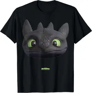 DreamWorks Dragons Toothless Night Fury Big Face Costume 3D T-Shirt