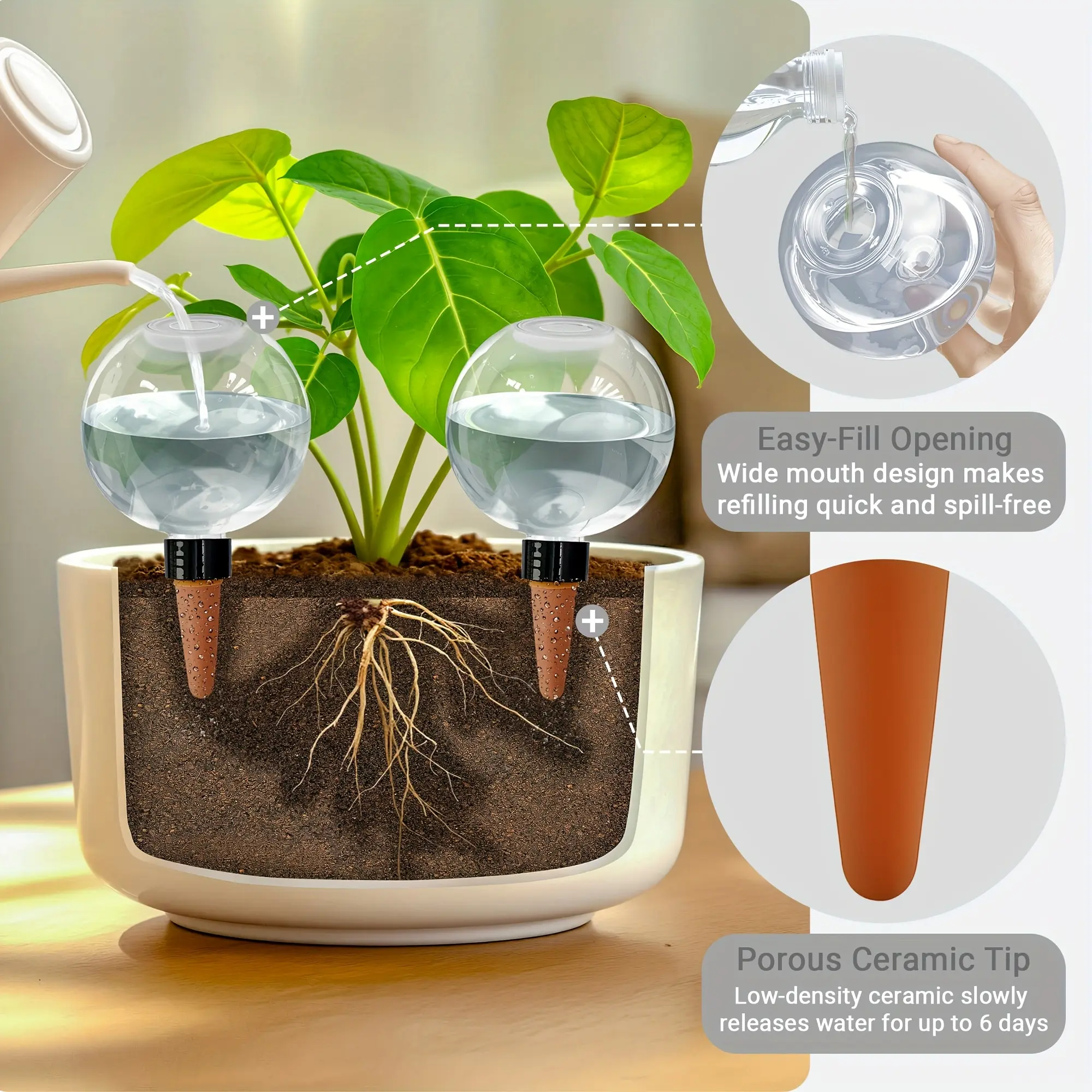 4pcs Self Watering Plant Globe 500ml Slow Release Watering Ball Automatic Garden Watering Plant Watering Globes Plant Watering Tool