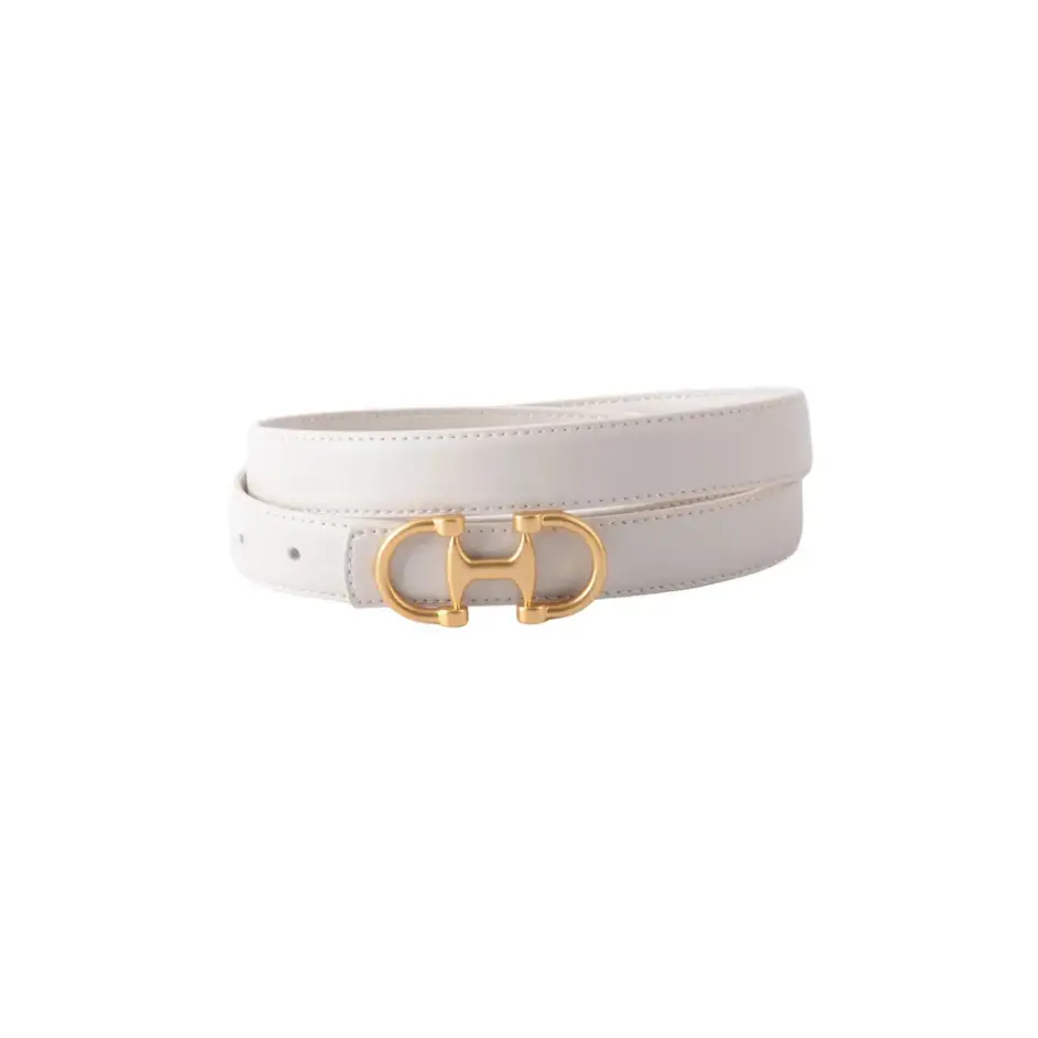 Stitched Leather Belt with Horsebit Buckle