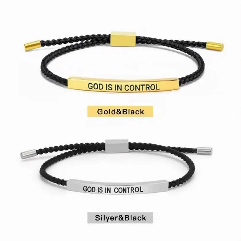 DON'T LET THE HARD DAYS WIN Tube Bracelet, Handmade Braided Adjustable Inspirational Bracelets,  Christian Faith Bracelets for Women Or Men, Handmade Letter Braided Stainless Steel Christmas Birthday Gifts Jewelry