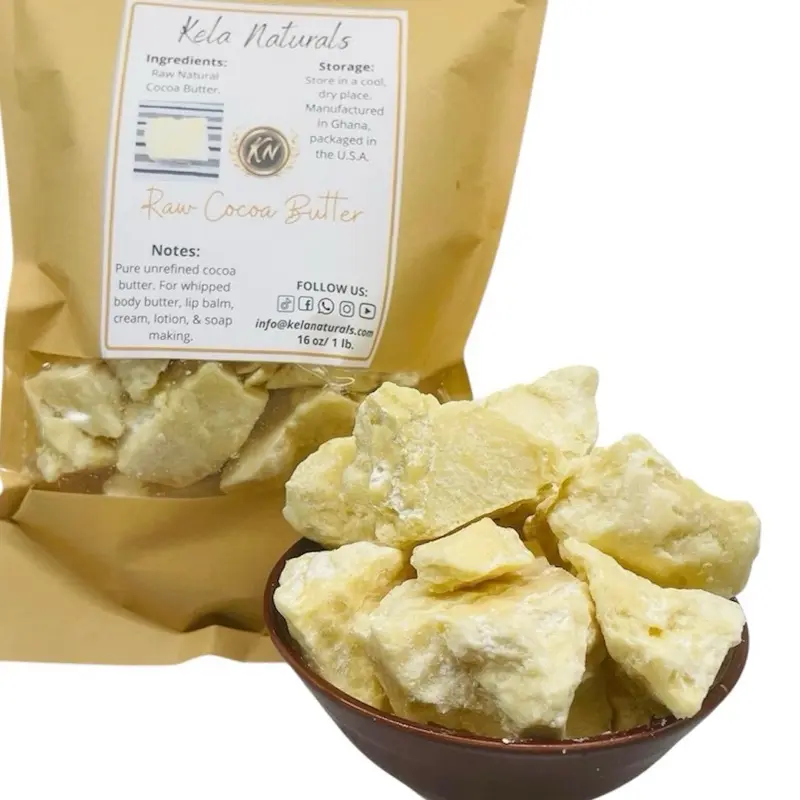 Raw unrefined Cocoa Butter Organic 8oz Fragrance Free Hydrating  Moisturizing  Body Care soap making shea
