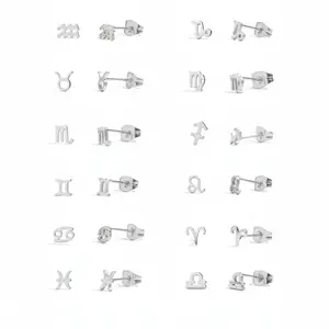 Celestial Zodiac Stud Silver Earrings