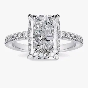 3.5/7.0ct Radiant Cut Engagement Ring for Women,Cubic Zirconia Promise Ring in 925 Sterling Silver