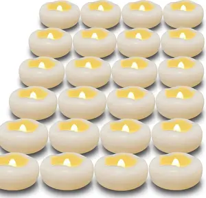 Floating Candles, 24 Packs 2.3 Inch Flameless LED Candle, 160+ Hour Battery Operated Waterproof Tealights for Wedding Centerpieces Marriage Proposals Pool Party Cylinder Vases Spa Christmas New Year