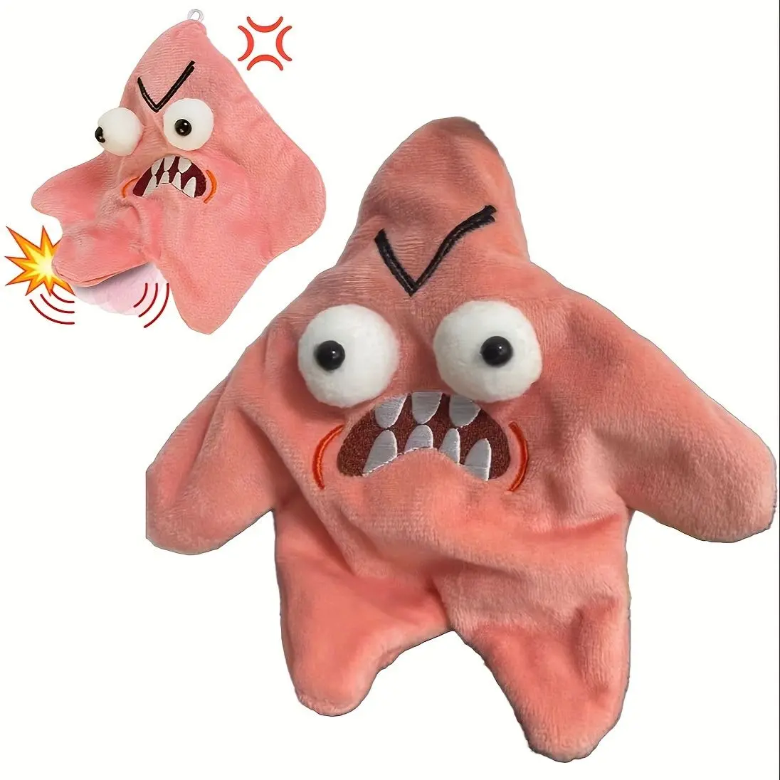 Grumpy Starfish Plush Pendant Pink Kicking Starfish Interactive Doll Ornament Cute Schoolbag Pendant Keychain for Backpacks Christmas Halloween Birthday Gifts