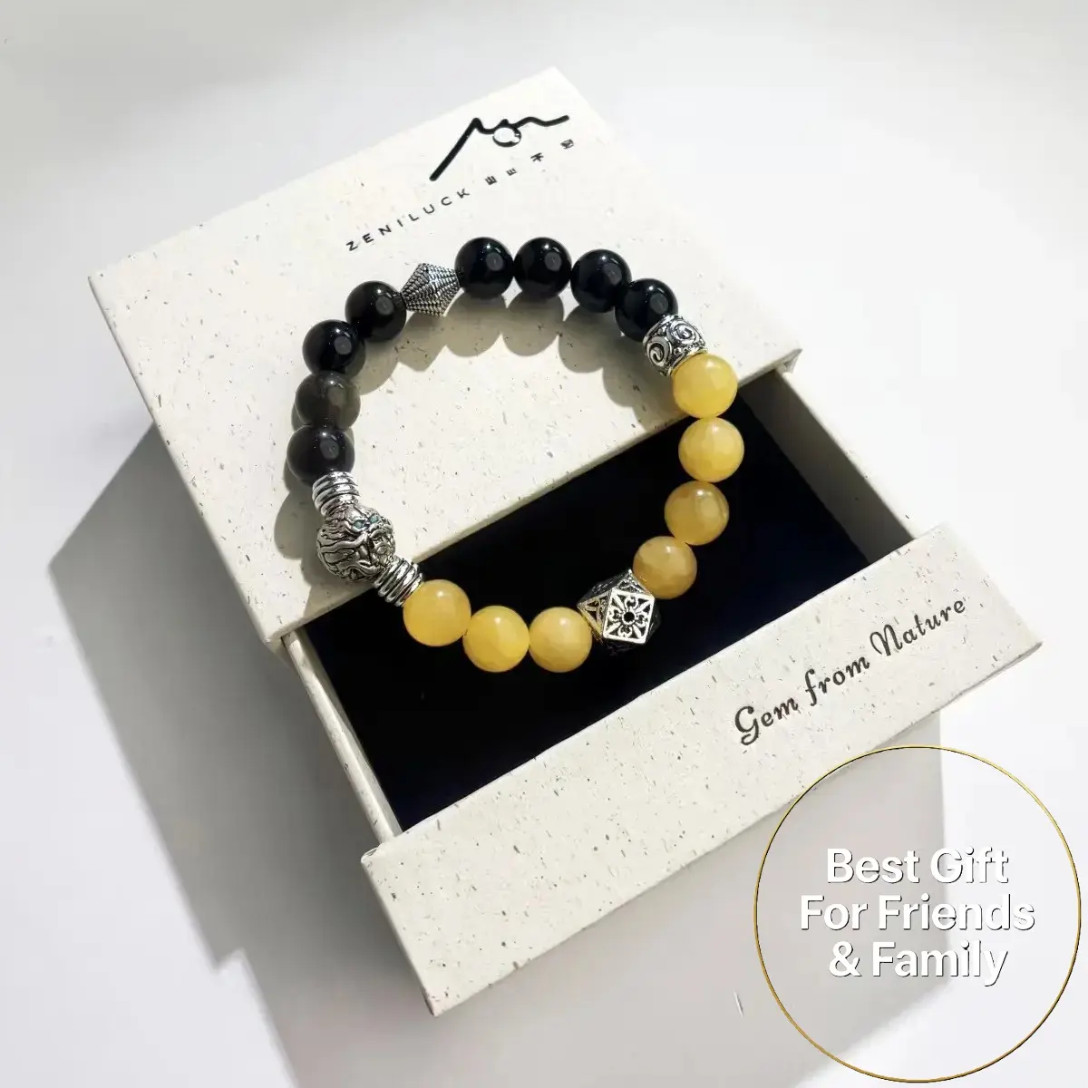Zeniluck 'Money Comes' Unisex Gemstone Anklet Bracelet - Yellow Jade, Obsidian, MiaoYin Silver Beads - 16cm, 18cm Elegant Wealth & Good Luck Costume Jewelry Gift (Mother's Day Option), Beaded, Auspicious, Elegant And Versatile