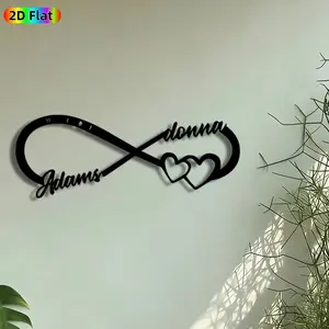 1pc Infinity Symbol with Double Hearts & Names Metal Wall Art, Personalized Love Statue Mural, Perfect for Valentines Day, Anniversary Decor, Perfect for Bedroom Living Room Wedding Venue Decor, Ideal Gift for Romantic Decor Enthusiasts.