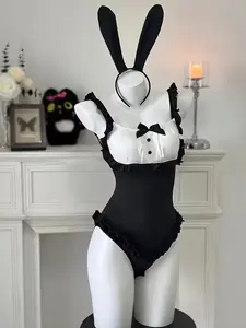 New Rabbit Costume Game Uniform Lace Jumpsuit, Includes Top + Headband sexy lingeries underwear, Accessory Womenswear