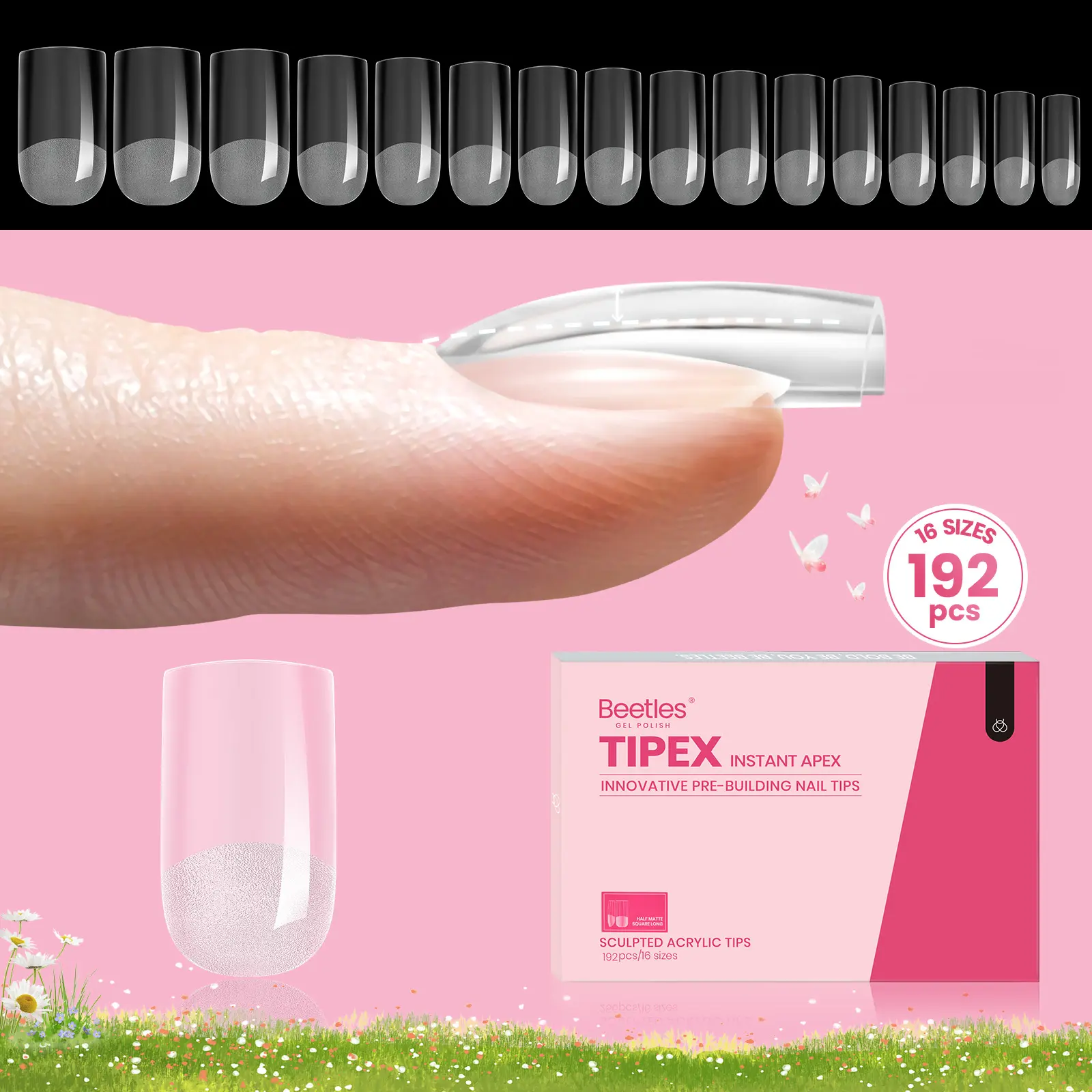 Short Square 16Sizes 192Pcs(Only Tips)