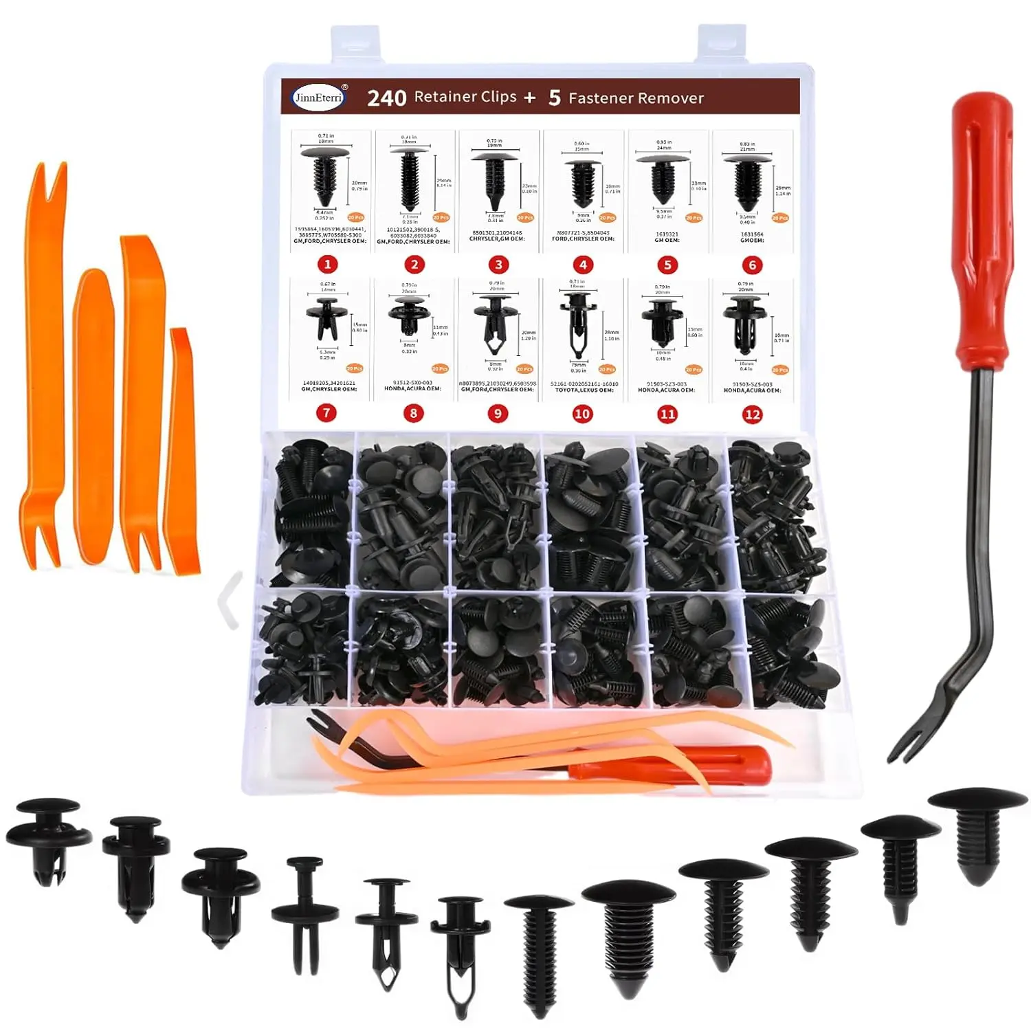 240PCS Car Bumper Retainer Clips Kit - Auto Plastic Rivets & Push Fasteners, Secure Fit Fastening Solution for Door Trim, Panel, DIY Car Enthusiasts Easy Installation, Compatible with GM, Ford, Toyota, Honda, Chrysler