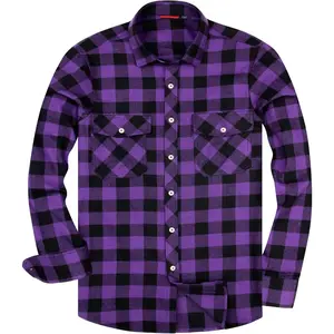 Men's Button Down Regular Fit Long Sleeve Plaid Flannel Casual Shirts Top Menswear Checked Collar Collared