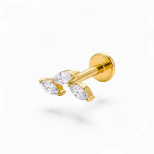 Tri-Leaf CZ Titanium Flatback Stud by CelestialbyA&J
